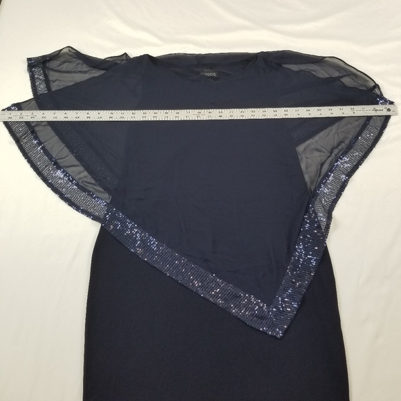 Enfocus Studio Ruffle puffs Sleeve Cover Pencil Dress Blue Sequins Lace Size 6 - Picture 10 of 13